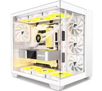 FOIFKIN F300 Boitier PC - 4 préinstallés sans Ventilateur RVB - Boitier PC de Jeu ATX Mid-Tower - Verre panoramique 270° avec Type-C (Blanc, F300)