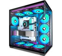 FOIFKIN F600 Boîtier PC ATX avec 7 ventilateurs PWM ARGB, boîtier d'ordinateur de tour moyenne à haut débit d'air, boîtier PC de jeu, grande tour, boîtier ATX noir, avec radiateur de type C