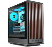 FOIFKIN M1 Boitier PC - Bois Noyer Façade - 4 Ventilateurs ARGB PWM préinstallés, boîtier de PC de Jeu ATX Mid-Tower (Noir, M1)