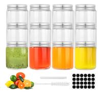 FoiiLiio 12 Pcs Mini Bouteille Verre, 90 ml Petite Bouteille en Verre avec Étiquette, Mini Bouteille en Verre Portable Pour Jus de Fruits, Jus de Gingembre, Pilules Santé et Whisky