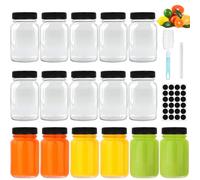 FoiiLiio 16 Petite Mini Bouteilles en Verre Réutilisables de 60ml / 2oz avec Bouchon Hermétique, Bouteille en Verre Portable Pour Jus de Fruits, Jus de Gingembre, Pilules