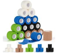 FoiiLiio 5cm x 4,5m Bandage Autoadhésif, 15 Rouleaux Bande Cohesive pour Poignet Cheville Doigt, Bande Auto Agrippante pour Chats Chiens