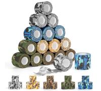 FoiiLiio 5cm x 4,5m Bandage Autoadhésif, 15 Rouleaux Camouflage Bande Cohesive pour Poignet Cheville Doigt, Bande Auto Agrippante pour Chats Chiens