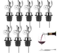 FoiiLiio 8 Pièces Verseurs en Acier Inoxydable,Verseur de Bouteilles avec Automatique Couvercle Rabattable,Conception de Joint Étanche,Bec Verseur Huile D'olive pour Verser de l'huile,Vinaigre,Vin etc