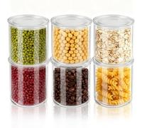 FoiiLiio Bocaux en Verre de 700 ml Lot de 6 Bocal en Verre avec Couvercle Transparent Φ10.0x10.0cm Bocaux Rangement Cuisine en Verre, Pot en Verre, pour Céréales, Haricots