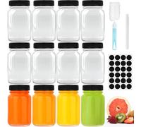 FoiiLiio Mini Bouteille Verre, 12 Petite Bouteilles en Verre Réutilisables de 60ml / 2oz avec Bouchon Hermétique, Mini Bouteille en Verre Portable Pour Jus de Fruits, Jus de Gingembre, Pilules