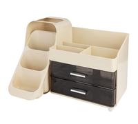 FoiiLiio Rangement Maquillage Organisateur à 2 Tiroirs, Grande Capacité Stockage Boîte Cosmétique Multifonctionnel pour Dresser, Salle de Bain, Skincare (Beige)