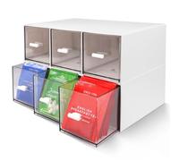 FoiiLiio Tee Organizer, Stapelbar Teebox, Teebeutel Organizer für Lagerung Teebeutel, Kaffee USW, Kunststoff Teeaufbewahrun Aufbewahrungsbox (Weiß-3drs)