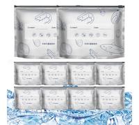 Foil Bags For Grilling - 10 Pieces Meat Storage Bags, Reusable Stand Up Sealable Containers With Zip Lock And Label | Airtight Food Storage For Meat, Vegetables, Fruit, Seafood, Camping, Kitchen Organ