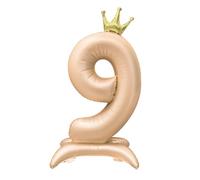 Foil Ballon debout 9 ans en aluminium avec chiffres Beige Taille XXL 106 cm