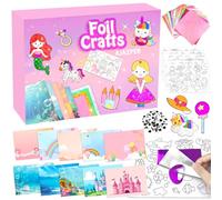 Foil Crafts pour Enfant, Jouet Kit de Peinture, Kit de Bricolage pour Enfants, Loisirs Créatifs Filles, Activité Manuelle de Coloriage DIY, Cadeaux Noël Anniversaire pour Enfants de 4+ Ans (Rose)