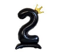 Foil Lot de 2 ballons debout en aluminium avec chiffres Taille XXL Noir 106 cm