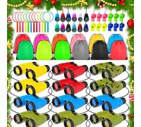 Foilswirl Lot de 12 mini jumelles compactes avec boussole, loupe, petit télescope avec sac de sifflet pour l'observation des oiseaux, la randonnée, l'exploration en plein air, le camping, les voyages