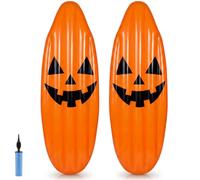 Foilswirl Lot de 2 planches de surf gonflables d'été d'Halloween de 150 cm avec lanterne Jack O Lantern Flotte l'eau Radeau d'eau effrayant Planche de surf gonflable Décoration murale pour piscine