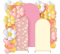 Foilswirl Lot de 34 décorations de fête d'anniversaire marguerites de 1,2 m, 1,5 m, 1,8 m, housses de toile de fond en élasthanne pour arche de mariage, fête d'anniversaire pastel macaron et fleur