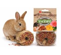 Foin Lapin - Snack Foin Donut - souci & pétales de Rose - 9x9x6 cm - 65 g - pour rongeurs - 100% Comestible - sans céréales ni sucres ajoutés - fabriqué en Europe