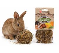 Foin Lapin - Snack Rouleau de Foin - souci & Pissenlit - 9x9x6 cm - 75 g - pour rongeurs - 100% Comestible - sans céréales ni sucres ajoutés - fabriqué en Europe