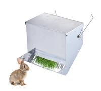 Foin pour lapins : construction métallique, alimentation sans désordre, couvercle facile à recharger, conception de support stable | Alimentation de petits animaux pour lapins, oiseaux,