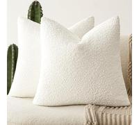 Foindtower 2 Housses de Coussin décoratives texturées en Tissu Bouclette uni, Confortables, Douces et Neutres, pour Fauteuil/canapé, décoration pour Chambre et Salon, Blanc, 41 x 41 cm