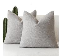 Foindtower 2 Housses de Coussin décoratives texturées en Tissu Bouclette uni, Confortables et Douces, pour Fauteuil/canapé, décoration pour Chambre et Salon, Gris Neutre, 41 x 41 cm