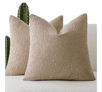 Foindtower 2 Housses de Coussin décoratives texturées en Tissu Bouclette uni, Confortables et Douces, pour Fauteuil/canapé, décoration pour Chambre et Salon, Taupe, Kaki, Camel, 61 x 61 cm