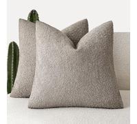 Foindtower 2 Housses de Coussin décoratives texturées en Tissu Bouclette uni, Douces, Confortables et Neutres, pour Fauteuil/canapé, décoration pour Chambre et Salon, Taupe Clair, 66 cm x 66 cm