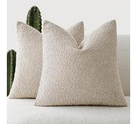 Foindtower 2 Housses de Coussin décoratives texturées en Tissu Bouclette uni, Douces et Confortables, pour Fauteuil/canapé, décoration pour Chambre et Salon, Beige et Marron Clair, 56 cm x 56 cm