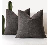 Foindtower 2 Housses de Coussin décoratives texturées, tissées en Tissu Bouclette uni, Confortables, pour canapé, décoration d’intérieur pour Chambre et Salon, Gris foncé, 45 cm x 45 cm