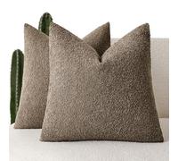 Foindtower 2 Housses de Coussin décoratives texturées, tissées en Tissu Bouclette uni, Confortables, pour Fauteuil et canapé, décoration d’intérieur pour Chambre et Salon, Marron Clair, 50 cm x 50 cm