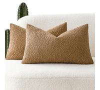 Foindtower 2 Housses de Coussin Lombaire texturées en Tissu Bouclette uni, Douces, Confortables, pour Fauteuil et canapé, décoration pour Chambre et Salon, Marron Clair (Tobacco), 30 x 50 cm
