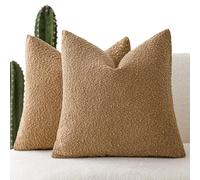 Foindtower Accent Lot de 2 Housses de Coussin texturées en Boucle bouclée Unie et Confortables pour canapé, Chaise, canapé, lit, Salon, décoration d'intérieur, 45,7 x 45,7 cm, Tabac