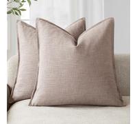 Foindtower Lot de 2 Housses de Coussin décoratives en Lin uni et Doux, de Style bohème et Rustique, pour Chaise, canapé, Chambre à Coucher, Salon, décoration d'intérieur, 45,7 x 45,7 cm, Rose poudré