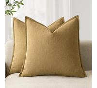 Foindtower Lot de 2 housses de coussin décoratives en lin uni et doux, de style bohème et rustique pour chaise, canapé, chambre à coucher, salon, décoration d'intérieur, 40,6 x 40,6 cm, moutarde miel