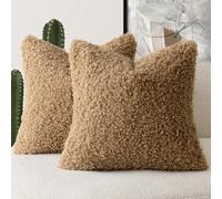 Foindtower Lot de 2 housses de coussin décoratives en peluche bou effet fourrure, pour lit, canapé, salon, 45,7 x 45,7 cm, bronze