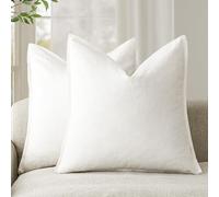 Foindtower Pack of 2, Decorative Linen Soild Throw Pillow Covers Soft Accent Cushion Case Boho Farmhouse Neutral Pillowcase for Couch Sofa Bed Living Room Home Decor 22 x 22 inch Cream White