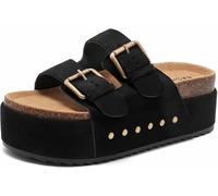 Foinledr Plateforme Sandales Femme Mules Réglables Boucle Pantoufles Sabots Clogs Tendance Bout Ouvert Été En Léger Semelle Épaisse Amorti Soft Claquettes Confortable Piscine Plage Maison Sliders