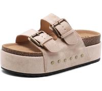 Foinledr Plateforme Sandales Femme Mules Réglables Boucle Pantoufles Sabots Clogs Tendance Bout Ouvert Été En Léger Semelle Épaisse Amorti Soft Claquettes Confortable Piscine Plage Maison Sliders