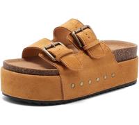 Foinledr Plateforme Sandales Femme Mules Réglables Boucle Pantoufles Sabots Clogs Tendance Bout Ouvert Été En Léger Semelle Épaisse Amorti Soft Claquettes Confortable Piscine Plage Maison Sliders