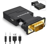 FOINNEX Adaptateur convertisseur VGA vers HDMI avec Audio 1080p, Source de Sortie PC VGA vers TV/Moniteur avec connecteur d'entrée HDMI, convertisseur vidéo VGA mâle Actif en HDMI Femelle pour