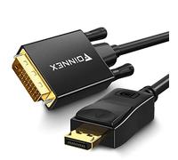 FOINNEX Câble DisplayPort vers DVI 2M, Adaptateur DP à DVI 1080P@60Hz, Mâle à Mâle pour Laptop, PC, Desktop vers Moniteur, TV