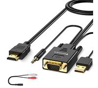 FOINNEX Câble VGA vers HDMI 4.5M, Ancien PC de Style à Nouvelle TV/Moniteur avec HDMI, VGA vers HDMI Cordon Convertisseur Adaptateur avec Audio pour Ordinateur Portable vers Projecteur