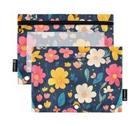Foiosoh 2 pack Plantes et Nains Bleu Profond 3 Anneaux Crayon Sac Portable Zipper Crayon Pochette Étui pour Organisateurs de Bureau