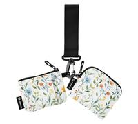 Foiosoh Bellflower Canna Lot de 2 porte-cartes de visite avec porte-clés pour femme Blanc, Campanule style Canna Blanc, 1 size, Moderne