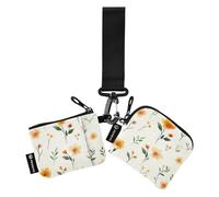 Foiosoh Bellflower Canna Lot de 2 porte-monnaie pour femme avec porte-clés Beige, Bellflower Canna Beige, 1 size, Moderne