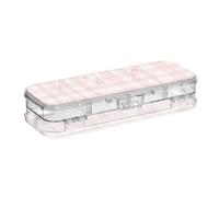 Foiosoh Boîte à crayons simple à rayures et à motif floral double couche transparente rigide pour l'école avec couvercle