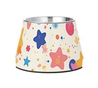 Foiosoh Bols de nourriture en acier inoxydable avec support pour animaux de compagnie, motif à pois et confettis pour chiens, chats, lapins, oiseaux, moustaches, fatigue