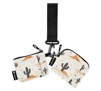 Foiosoh Cactus and Vast Wilderness Lot de 2 porte-cartes pour femme avec porte-clés pour le travail et les voyages, Cactus et vaste nature beige, 1 size, Moderne