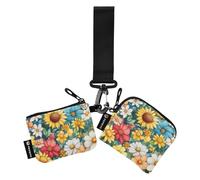 Foiosoh Carnation Basilic Green Lot de 2 porte-monnaie fins et plats avec porte-clés pour femme et homme Vert, Œillet vert basilic, 1 size, Moderne