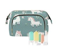 Foiosoh Cartoon Sweet Monster Blanc Cosmétique Sacs Essentiels Voyage Cosmétique Sac pour Femmes Portefeuille pour Voyage Accessoires, Licornes Sage Green, 1 size, Dessin animé