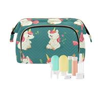 Foiosoh Cartoon Sweet Monster Blanc Cosmétique Sacs Essentiels Voyage Cosmétique Sac pour Femmes Portefeuille pour Voyage Accessoires, Jolies licornes Sage Green, 1 size, Dessin animé